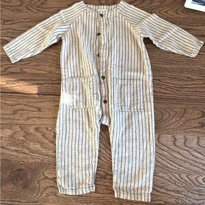Striped Button-Up Baby Jumpsuit